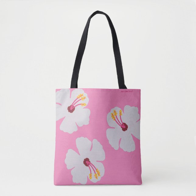 Saco Tote Cachorro com Hibisco Rosa (Frente)
