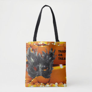Saco Tote com Design de Máscara Gótica Preta