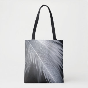 Saco Tote com Design de Penas Preto e Branco