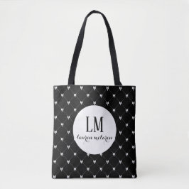 Saco Tote com Laço em Script Monograma – Preto e B
