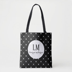 Saco Tote com Laço em Script Monograma – Preto e B
