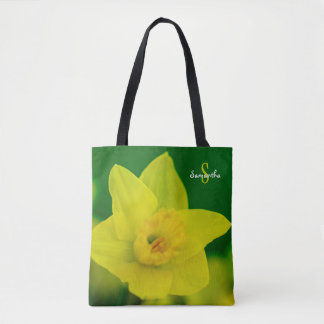 Saco tote com narciso em verde