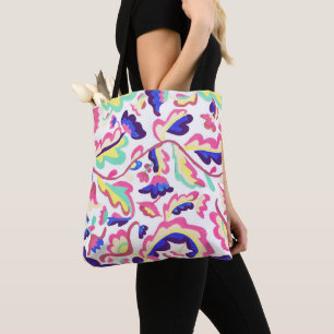 Saco Tote com Padrão de Arte de Tulipas em Estilo