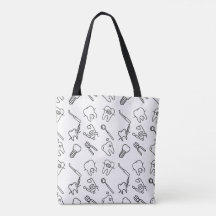 Saco Tote com Padrão de Ícones Dentários Minimalis