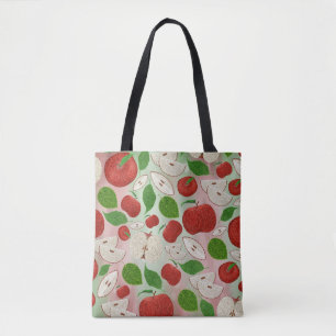 Saco Tote com Padrão de Maçã de Outono Desenhado à