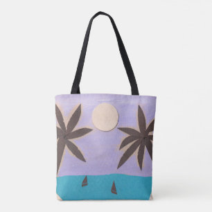 Saco Tote com Palmeiras e Céu Lavanda