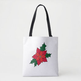 Saco Tote Com Poinsettia Vermelha De Natal