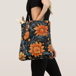 Saco tote com um design floral vibrante