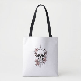Saco Tote Crânio e Flor | Design Floral Ousado
