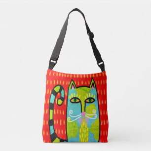 Saco Tote de Arte Abstrata de Gato Original