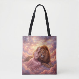 Saco Tote de Arte Fantasia Mulher Sonhadora & Leão