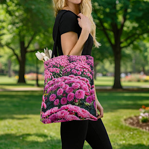 Saco Tote de Crisântemos Rosa
