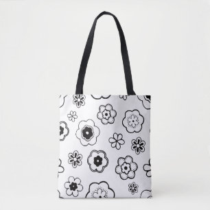 saco tote de flores de desenho animado