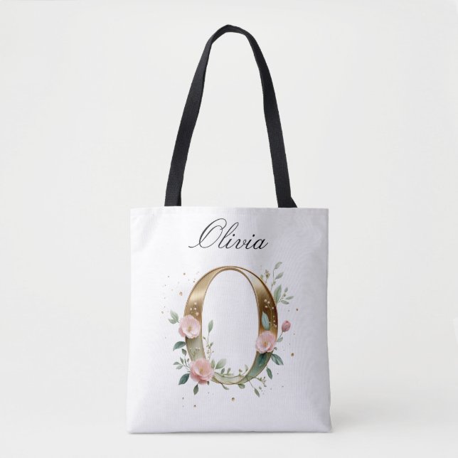 Saco Tote de Impressão Total com Letra Floral Dour (Frente)