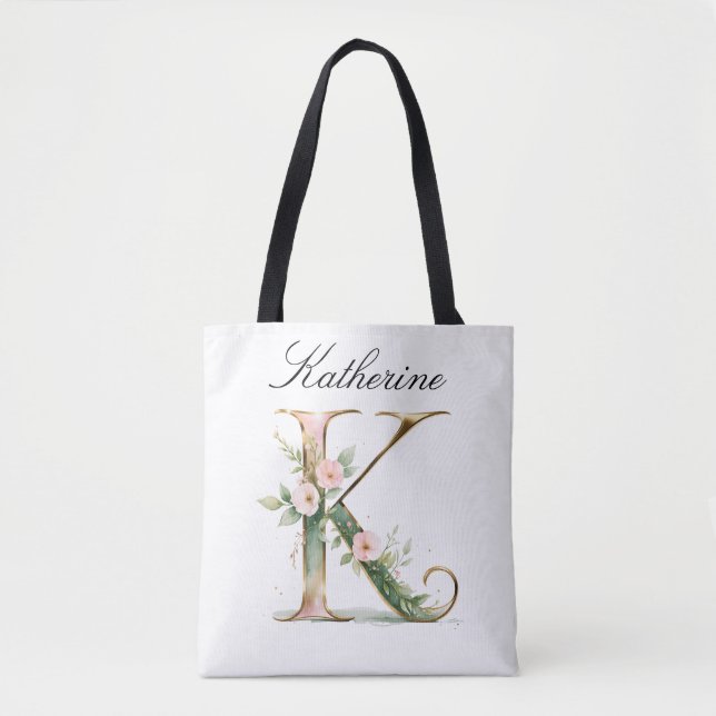 Saco Tote de Impressão Total com Letra Floral Dour (Frente)