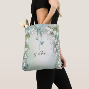 Saco Tote de Lírio-do-Vale em Aquarela