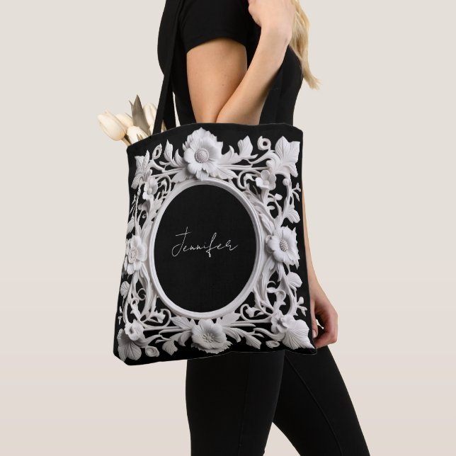 saco tote de moldura de flor de papel personalizad (Close Up)