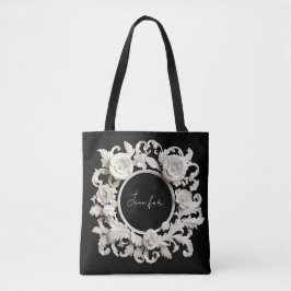 saco tote de moldura de flor de papel personalizad