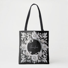 saco tote de moldura de flor de papel personalizad