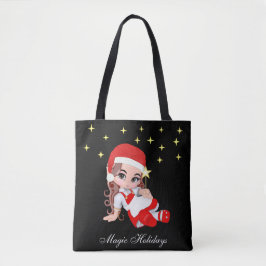 Saco Tote de Natal Fada Anjo Fofo & Estrelas