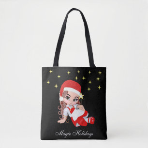 Saco Tote de Natal Fada Anjo Fofo & Estrelas