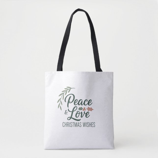 Saco Tote de Natal Peace & Love (Frente)