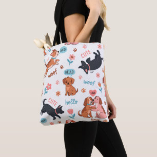 Saco Tote de Prado de Cachorros de Desenho Animado