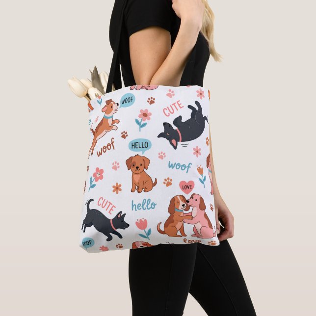 Saco Tote de Prado de Cachorros de Desenho Animado (Close Up)