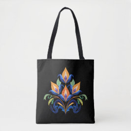 Saco Tote de Tulipas Abstratas Laranja
