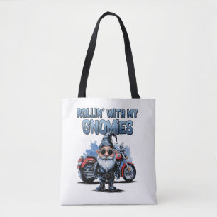Saco Tote do Gnomo Ciclista Engraçado