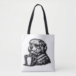 Saco Tote Esboço Engraçado de Cão Desgrenhado Bebe