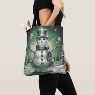 Saco Tote Feriado Flocos de Neve Boneco de Neve Ve