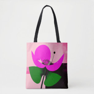 Saco Tote Flor de Rosa com Folhas Verdes