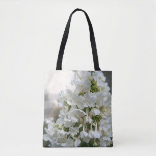 Saco Tote Floral de Hortênsia Branca Elegante Bo