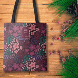 Saco Tote Floral Personalizado – Inicial & Nome
