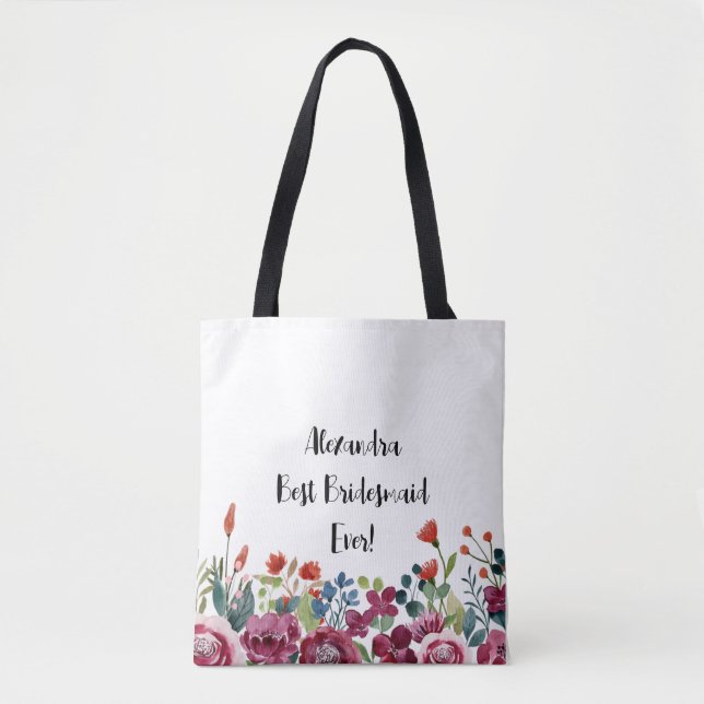 Saco Tote Floral Personalizado Melhor Dama de Honr (Frente)