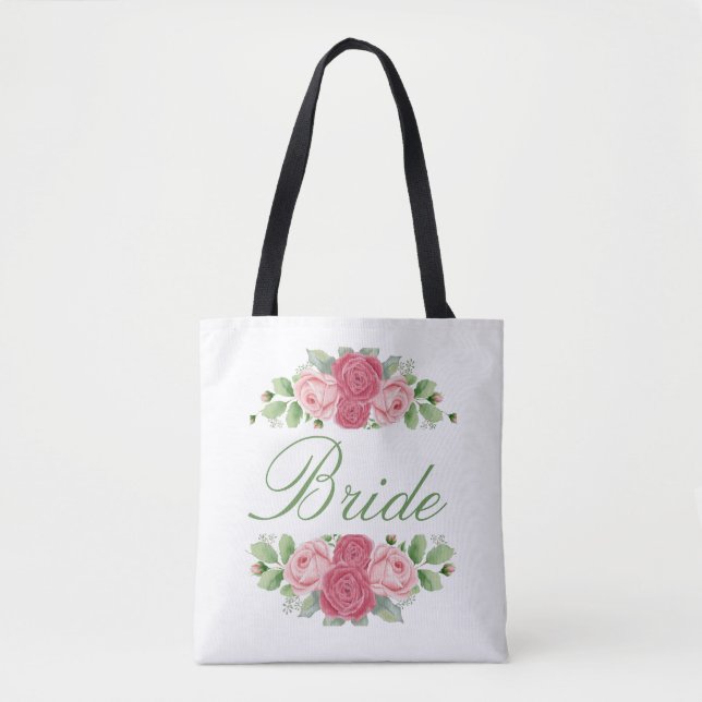 Saco Tote floral rosa e azul marinho (Frente)