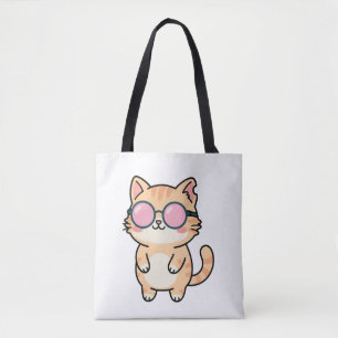 Saco Tote Ilustração de Gato Legal Kawaii