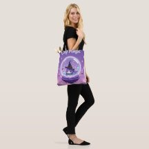 Saco Tote Kawaii Witch Snow Globe Roxo