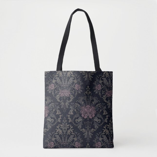 Saco Tote Mariposa Rosa Barroca – Bolsa de Damasco (Frente)