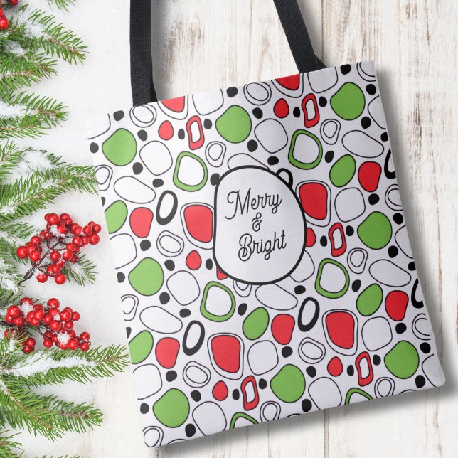 Saco Tote Merry & Bright – Mensagem Personalizada (Personalized Message Holiday Tote Bag)