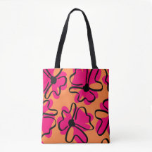 Saco Tote Padrão Floral Abstrato | Ousado Retro