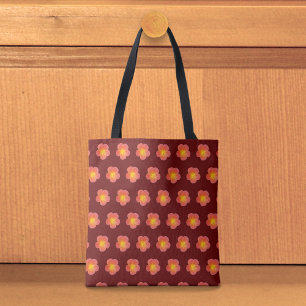 Saco Tote Padrão Sem Costura Rosa Musgo Vermelho