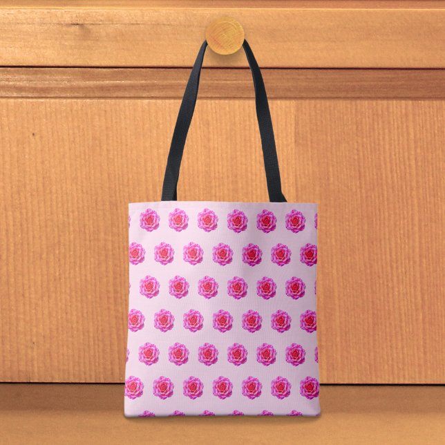 Saco Tote Padrão Sem Costura Rosa Rosa (Tote bag with seamless pattern of a pink rose)