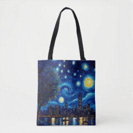 Saco Tote Paisagem Urbana Inspirada na Noite Estre