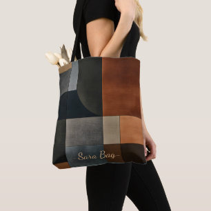 Saco Tote Personalizado com Nome e Padrão Geométri
