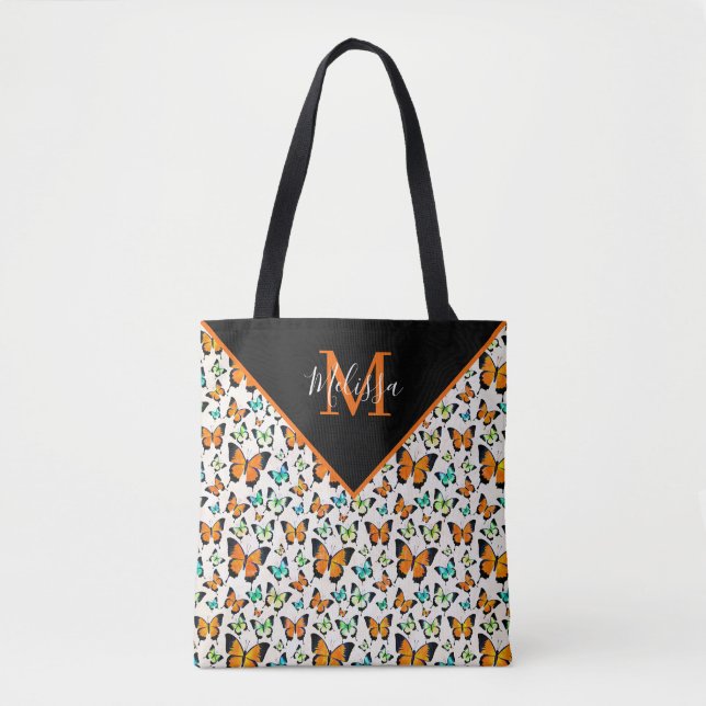 Saco tote personalizado de borboletas de verão (Frente)