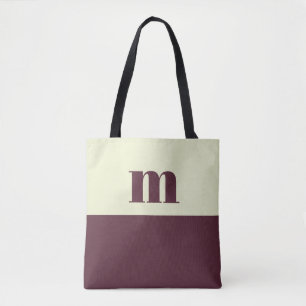 Saco tote personalizado inicial branco e marrom
