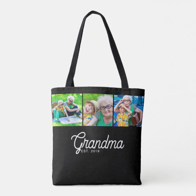 Saco Tote Preto com Rótulo da Avó Estabelecida 3 F (Verso)