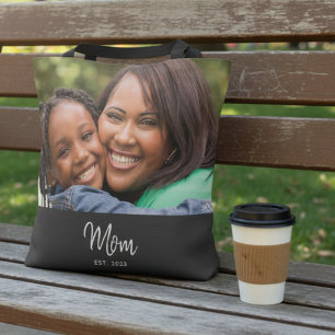 Saco Tote Preto com Rótulo Estabelecido pela Mamãe